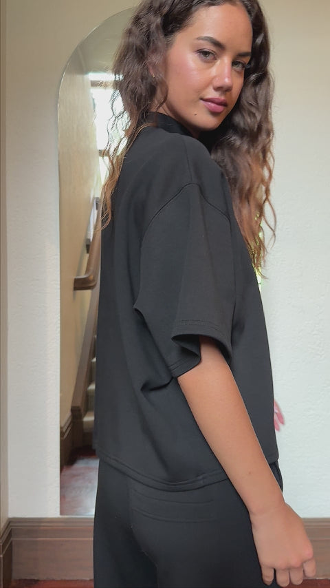 Curate Black Lounge Effect Top
