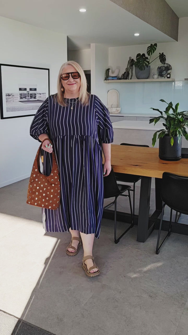 Deeanne Hobbs Linear Navy Brie Dress