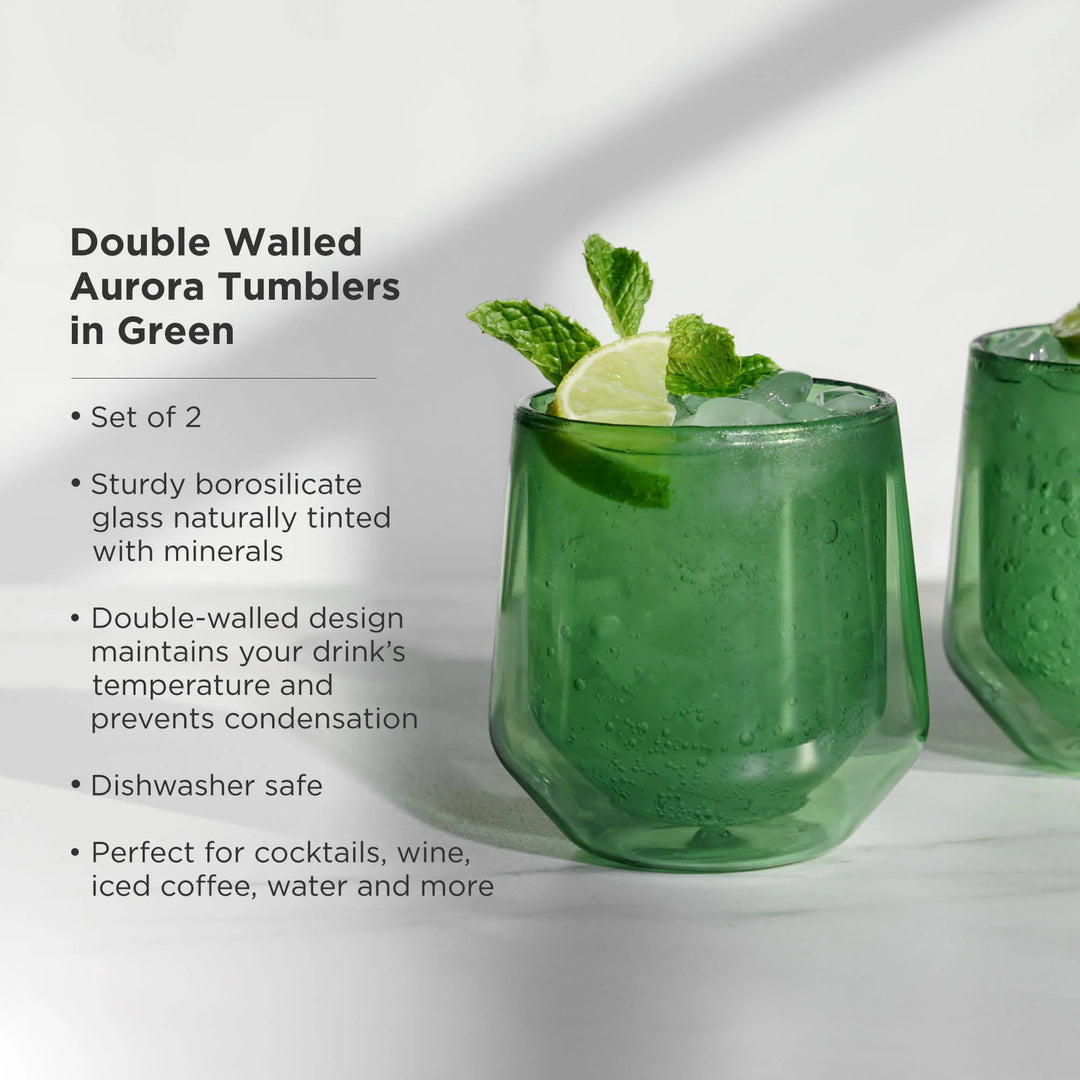 GREEN DOUBLE WALLED AURORA GLASSES - RAPT ONLINE