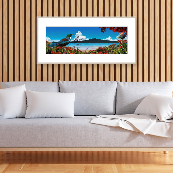 Rangitoto & Tuis Framed Artwork