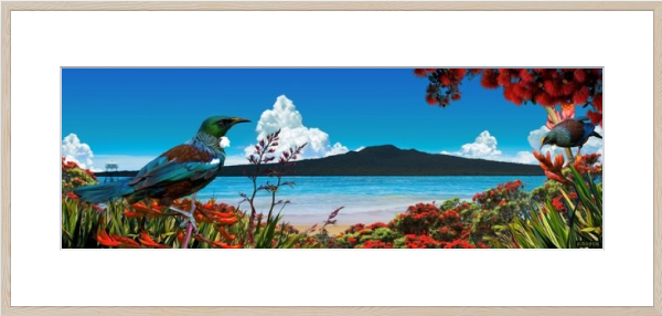 Rangitoto & Tuis Framed Artwork