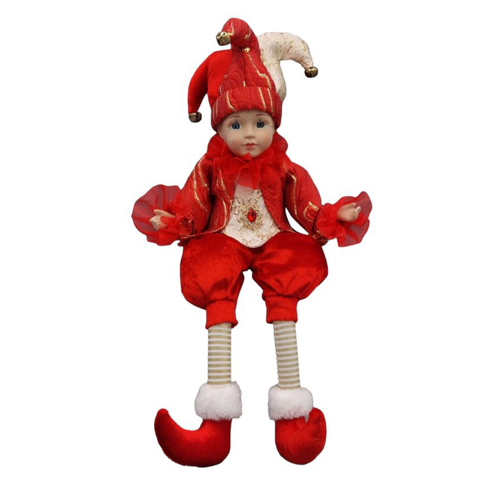 43cm Red Gold Musical Christmas Elf