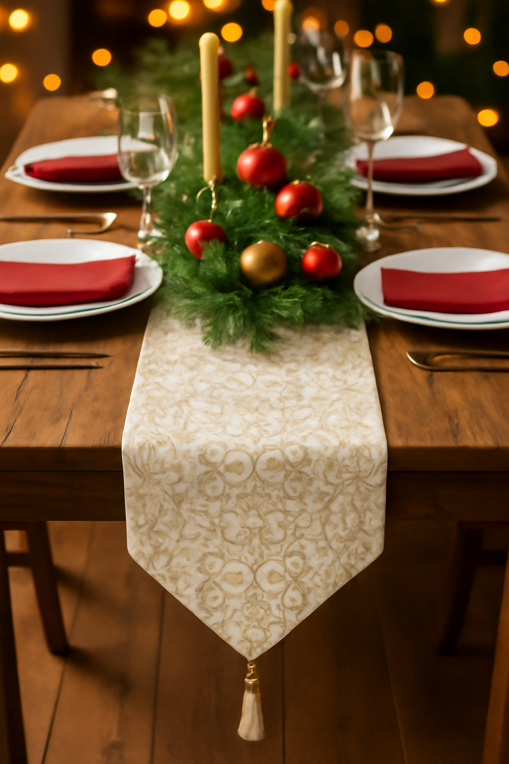 180cm Ivory Scroll Table Runner