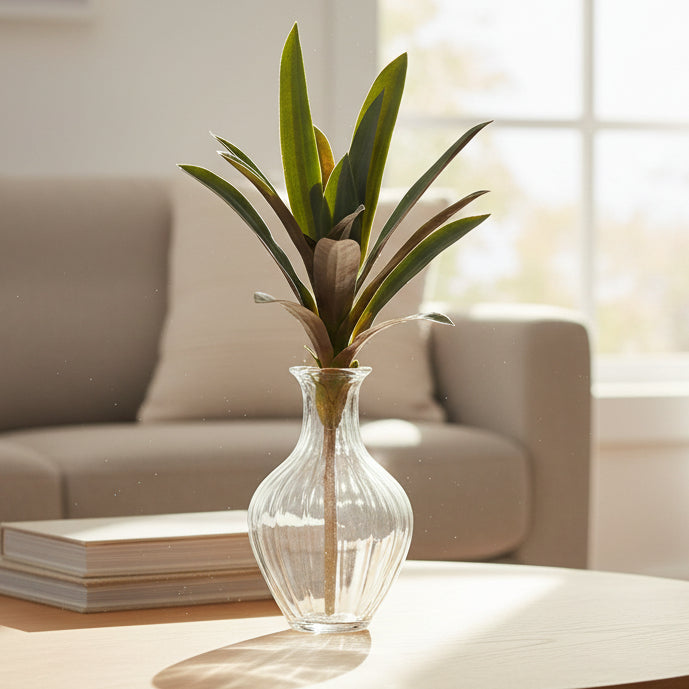 Artificial green plant with a white background