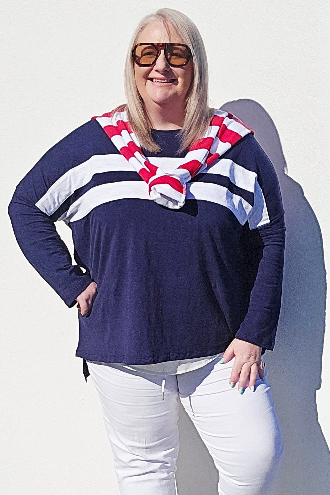 Stella + Gemma Navy Orlando Long Sleeve Tee