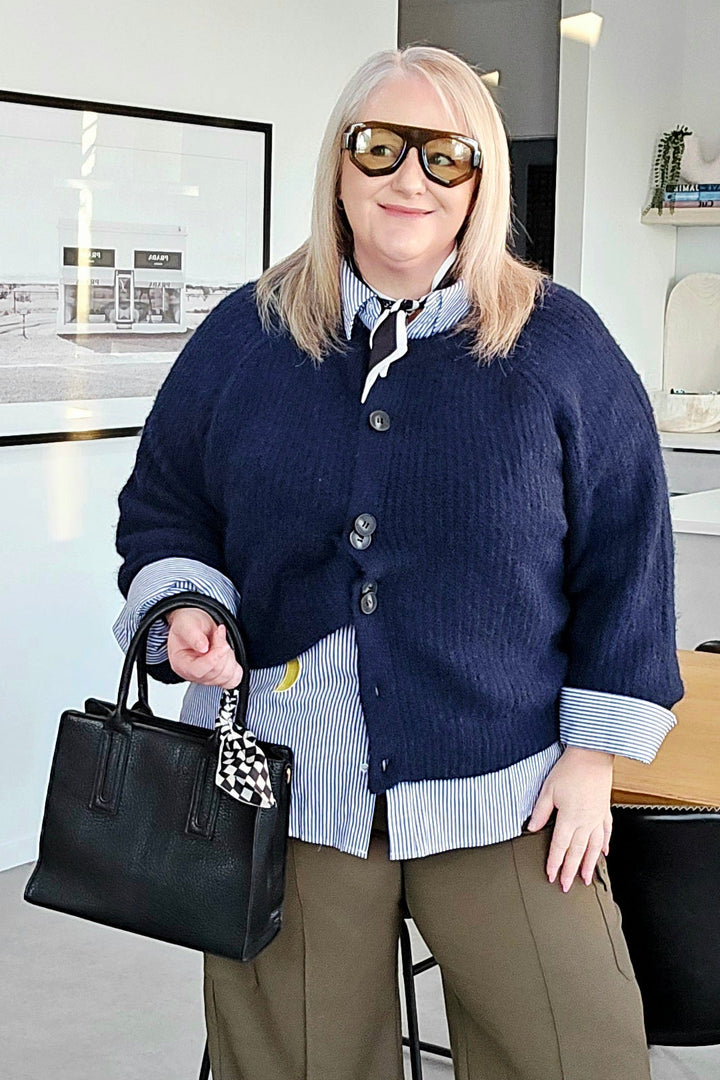 Sass Navy Posie Fluffy Cardigan