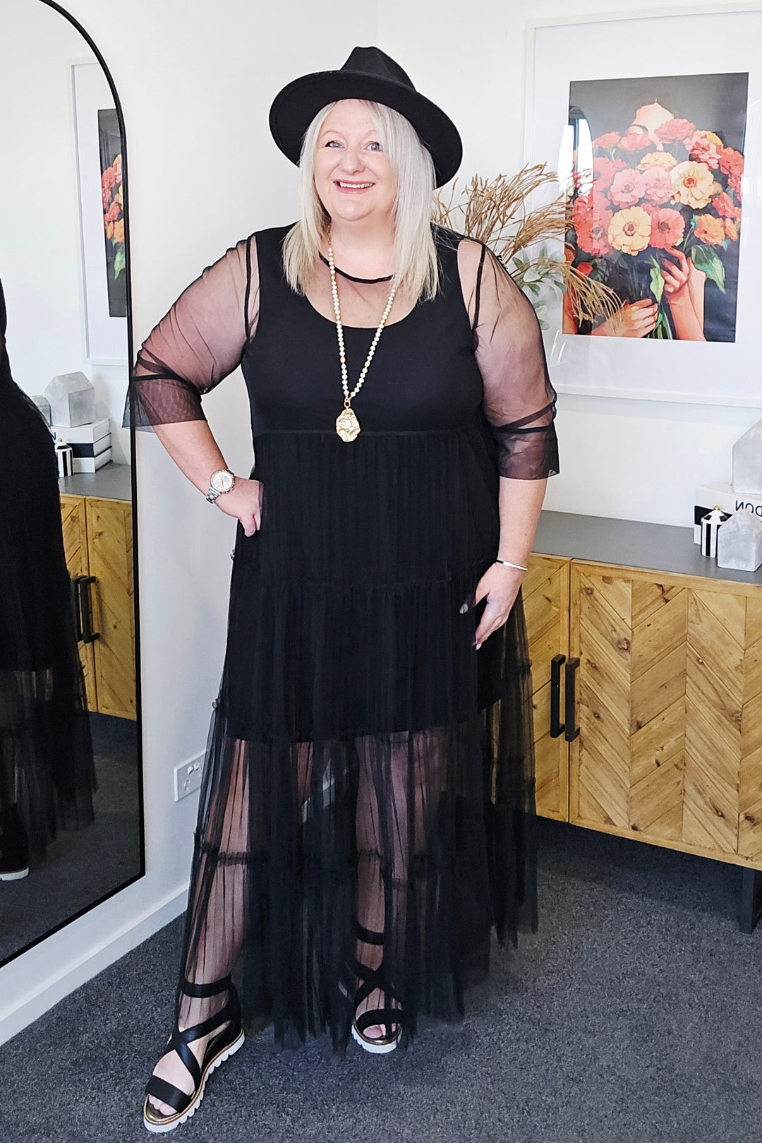 Deeanne Hobbs 4 Tier Dress Black