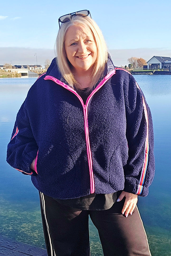 Betty Basics Navy Aubrey Fleece Jacket