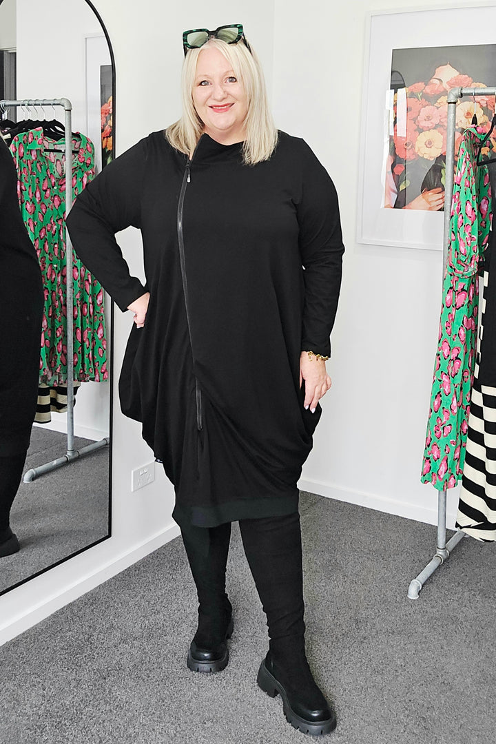 Jellicoe Noir Black Urban Fold Dress