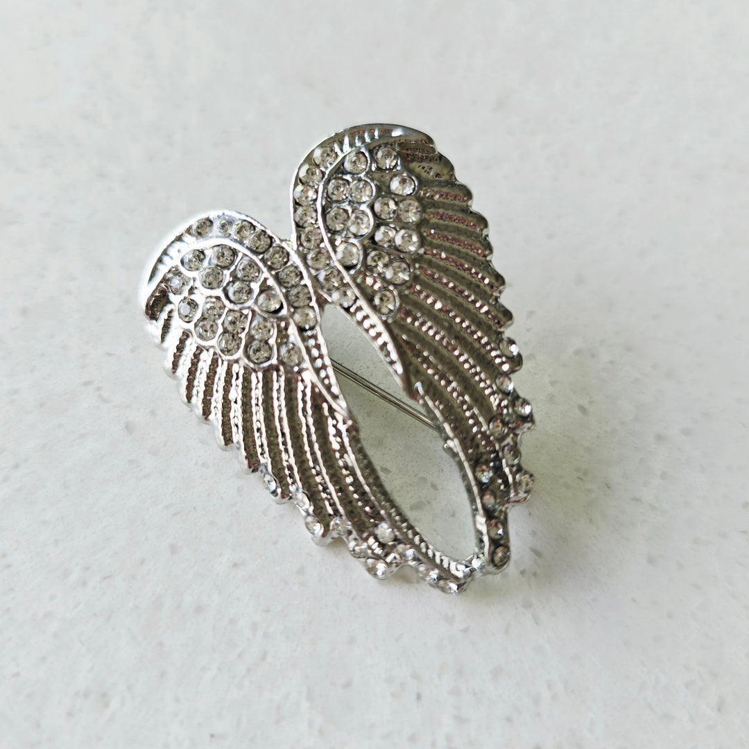 Silver Angel Wings Brooch
