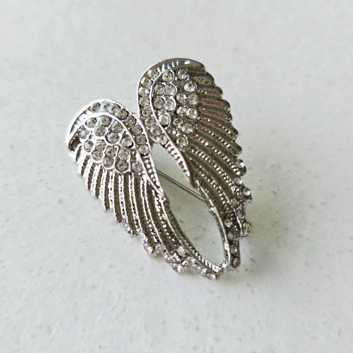 Silver Angel Wings Brooch