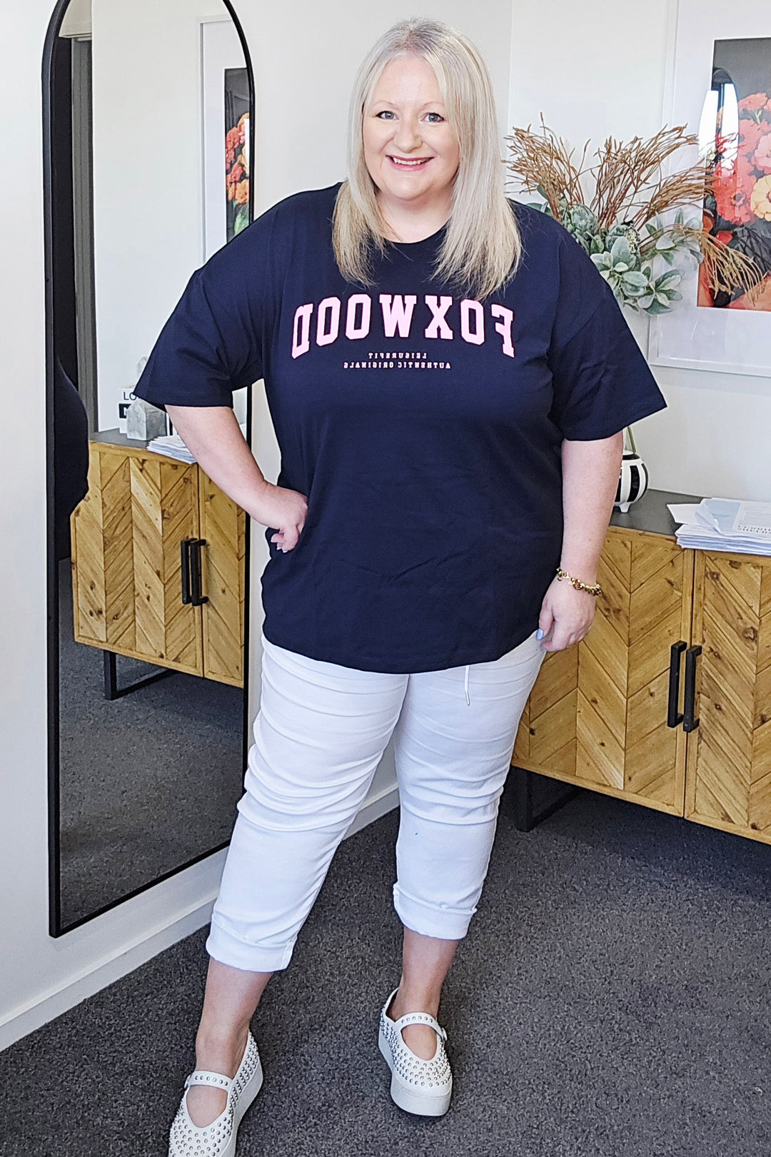 Foxwood Interval Tee Navy & Pink