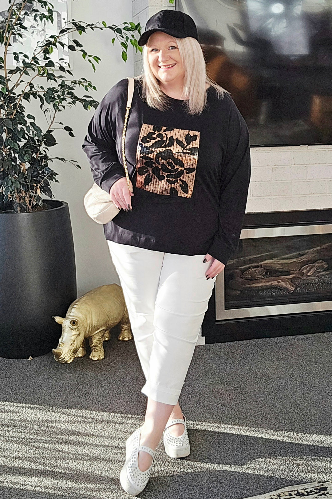 Zafina Black Calla Top