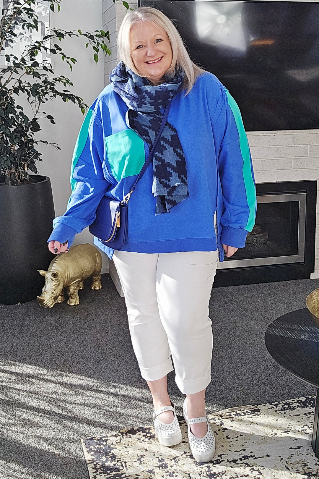 Betty Basics Blue Green Tania Sweatshirt