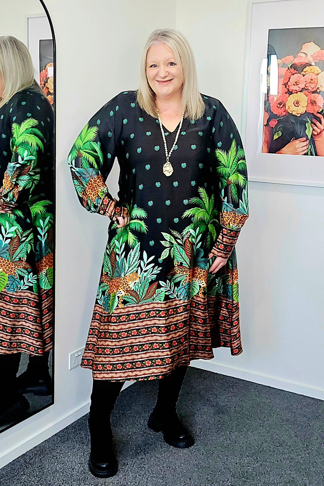 Curate Subtle & Sweet Dress Leopard Stripe