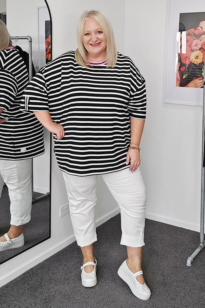 Jellicoe Black & White Stripe Box Tee