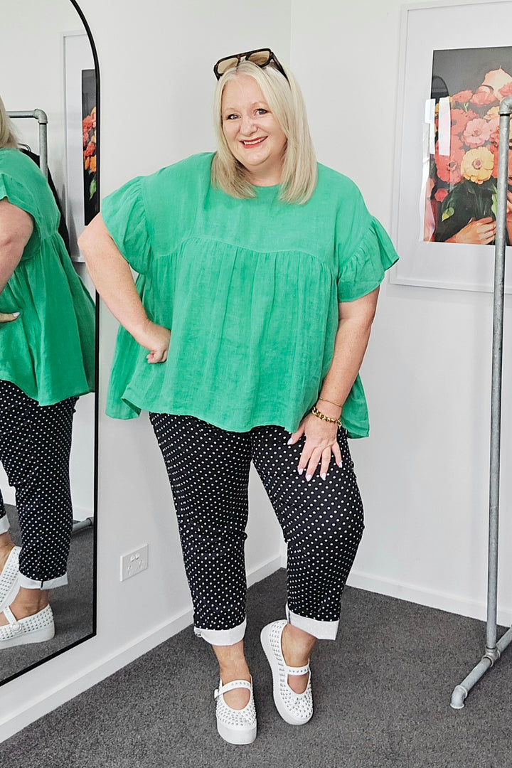 Betty Basics Navy & Polka Dot Kenzie Jogger