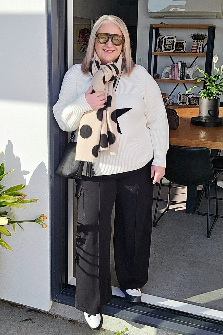 Brave & True Off White Lorelai Star Knit Sweater