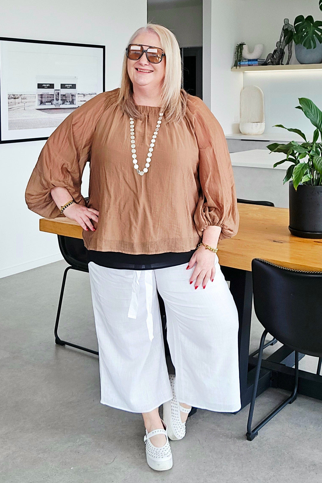 Haven Wheat Kenya Off Shoulder Top