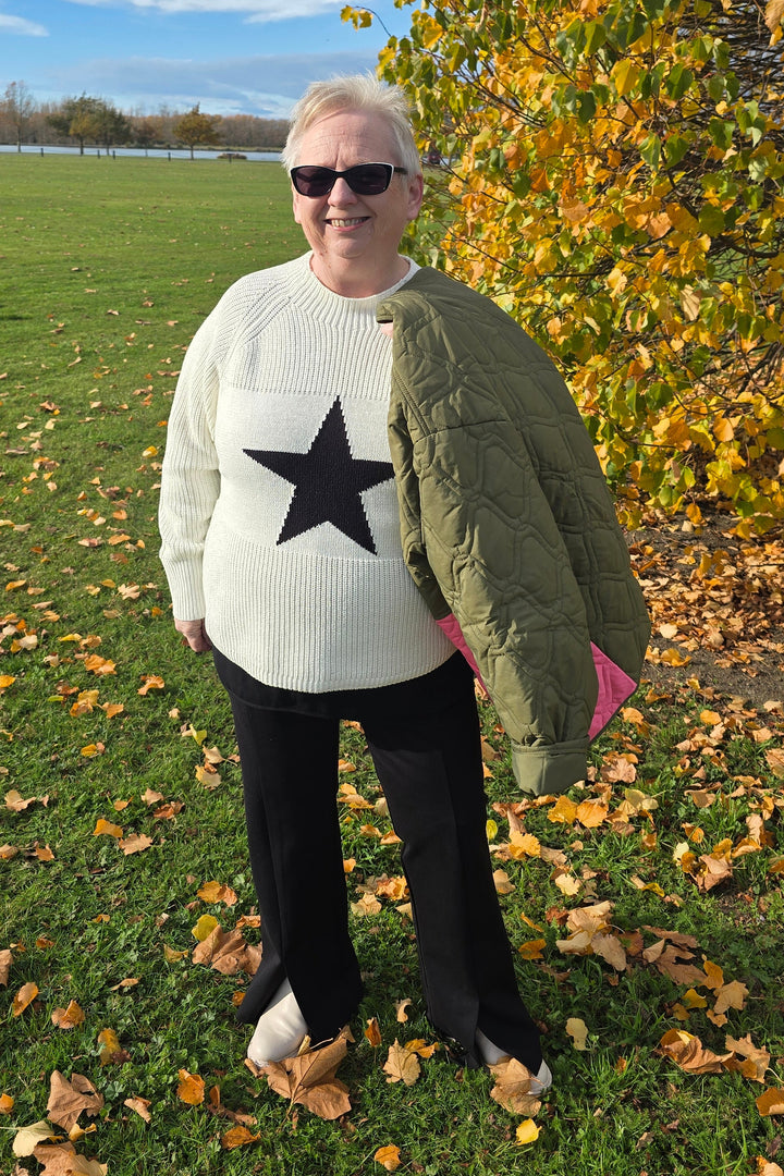Brave & True Off White Lorelai Star Knit Sweater