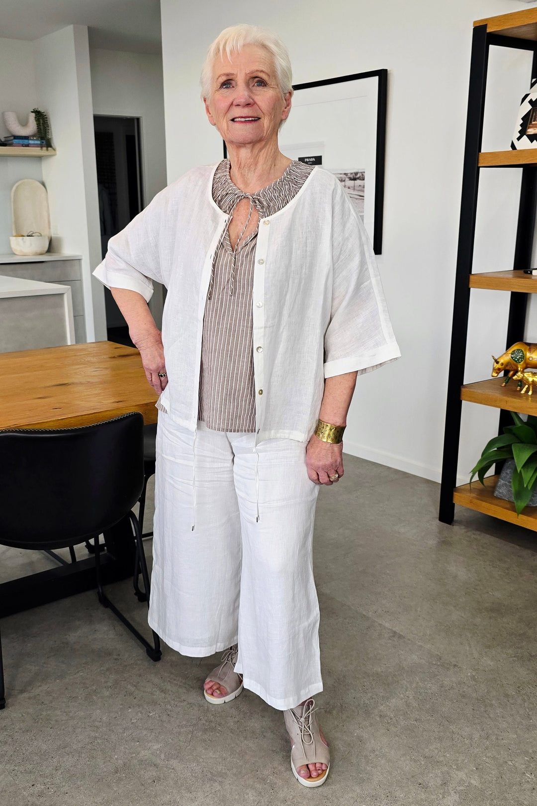 Eb &amp; Ive White Button Top/Jacket