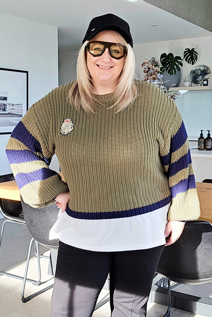 Lemon Tree Aliza Knit Khaki & Navy