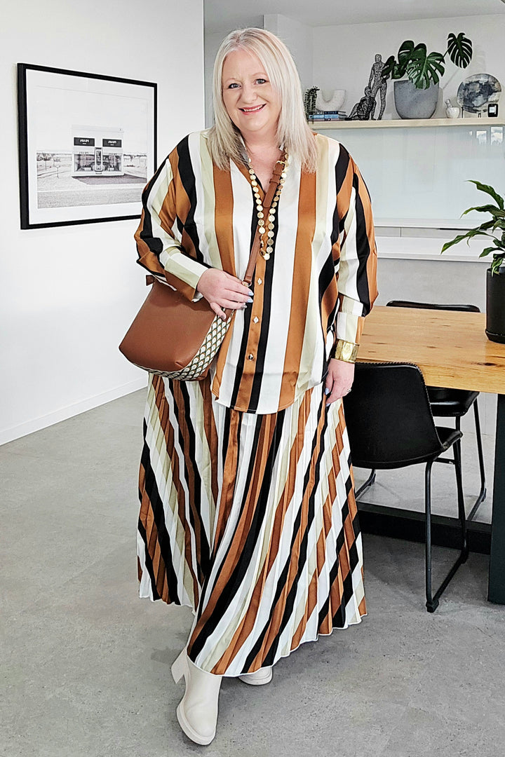 Brave & True Oakley Stripe Alias Pleated Skirt