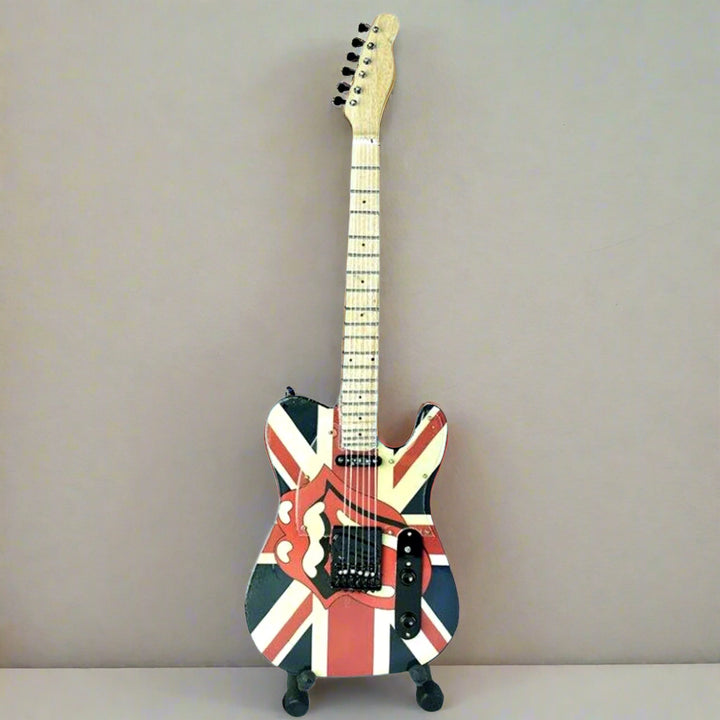 Guitar with Union Jack design on a white background
