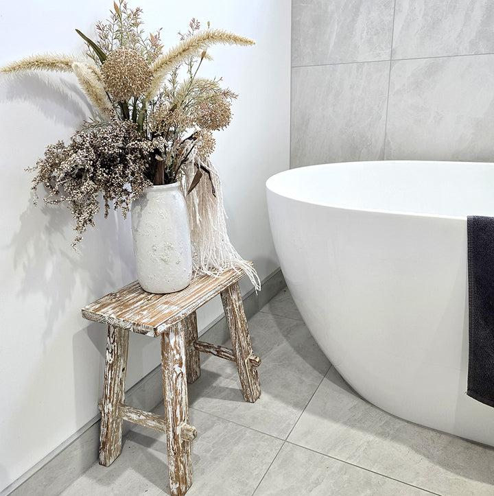 White Wash Rustic Stool