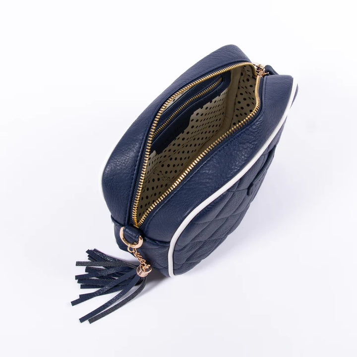 Liv & Milly Navy & White Quilted Sally Crossbody Bag