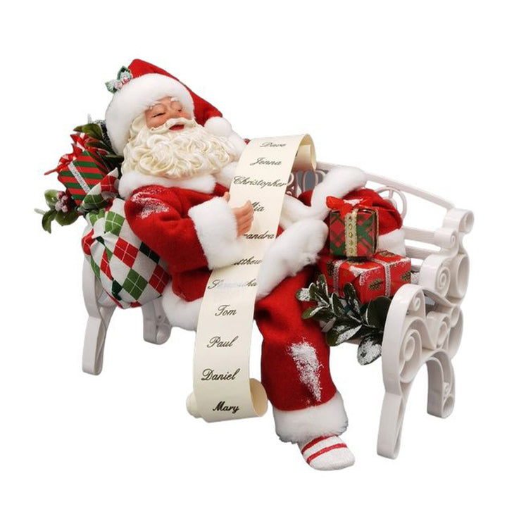 Santa on Bench Christmas Ornament
