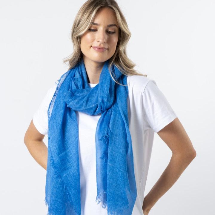 COBALT FRINGE SCARF