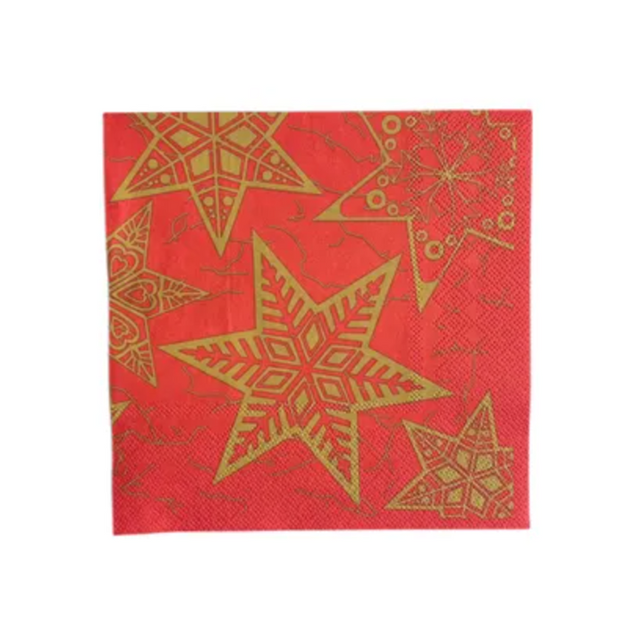 Red & Gold Star Christmas Serviettes