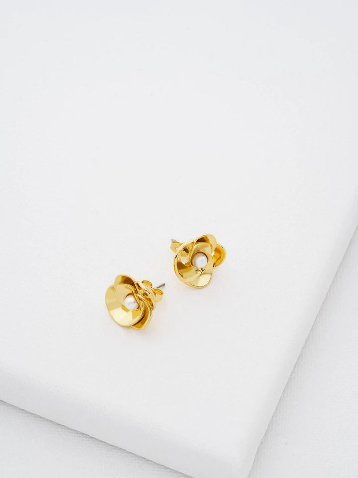 Ted Baker Pearl Flower Studded Earrings Gold
