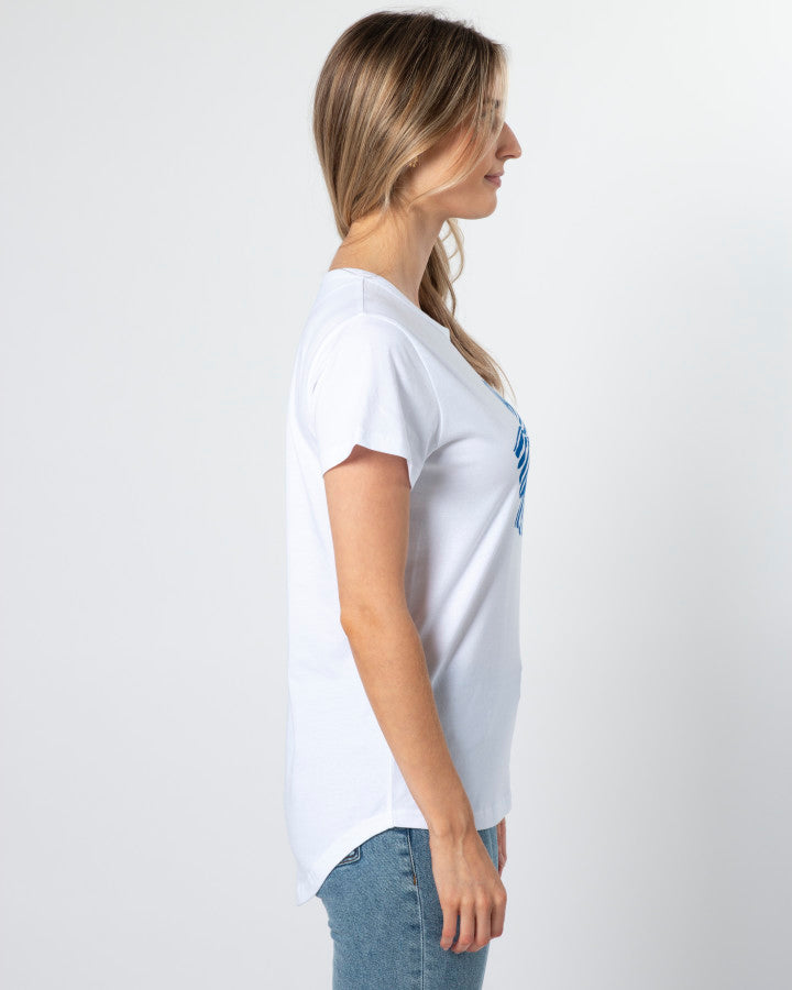 BOWTIFUL WHITE BLUE TEE