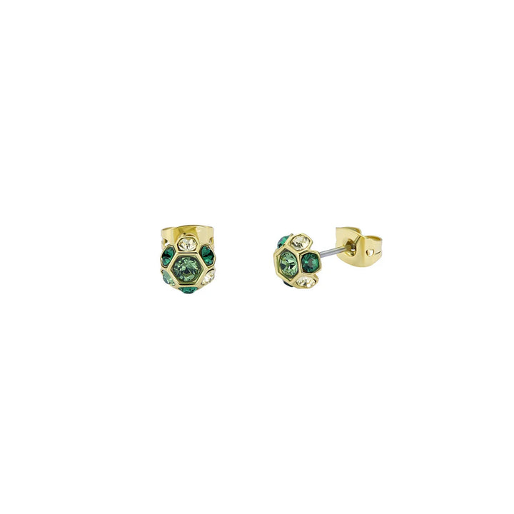 Ted Baker Green Crystal Stud Gemme Earrings Gold