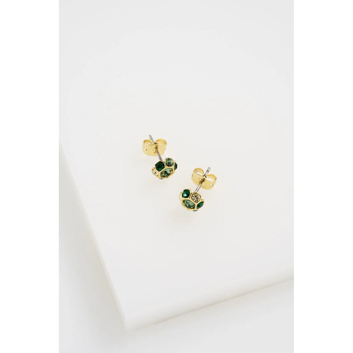 Ted Baker Green Crystal Stud Gemme Earrings Gold