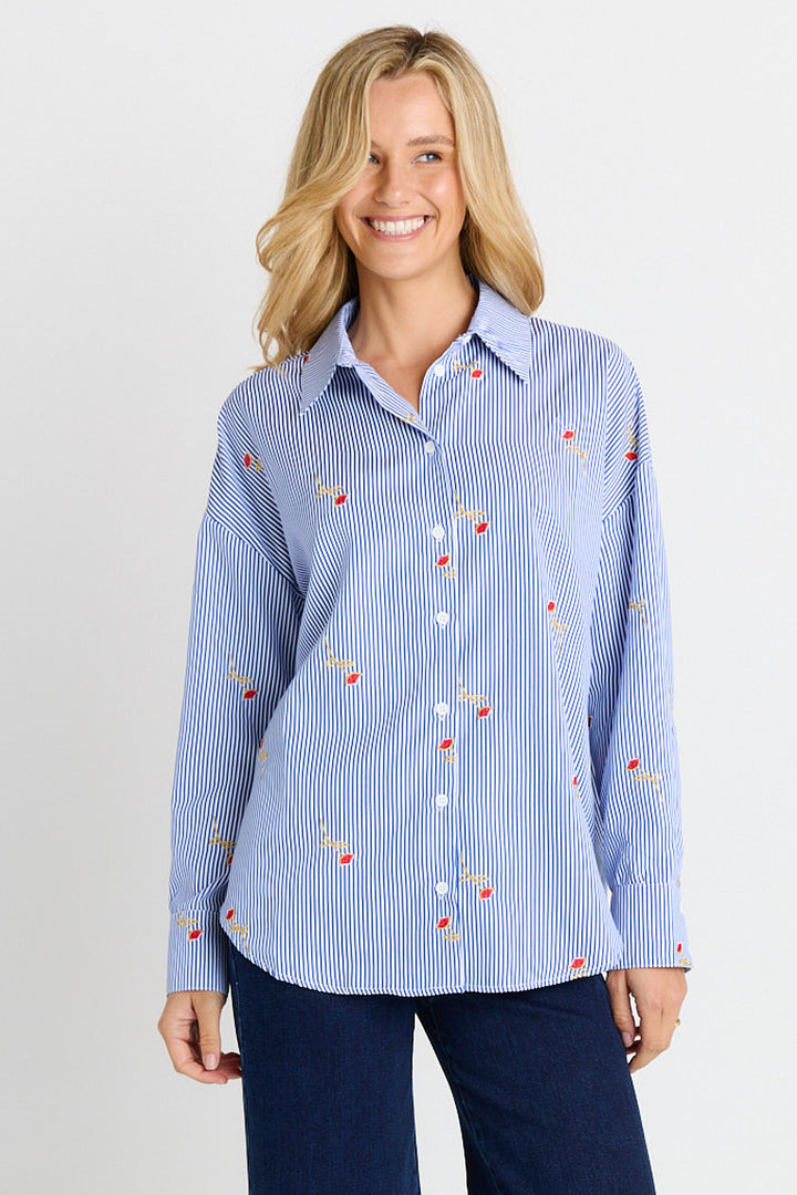 Betty Basics Rose & Stripe Shirt