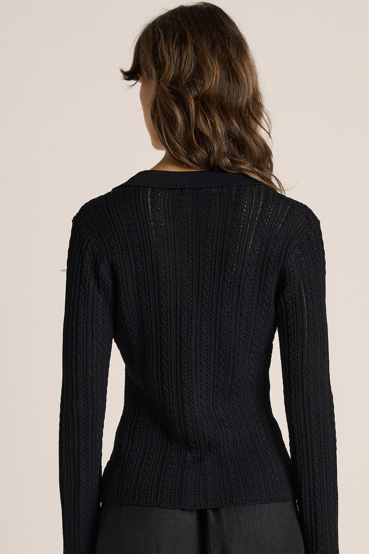 Fate & Becker Black Audrey Pointelle Top