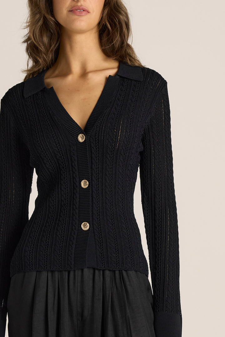 Fate & Becker Black Audrey Pointelle Top
