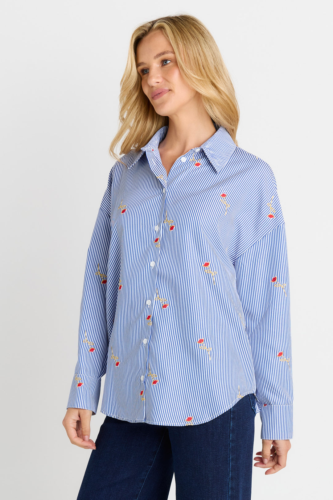 Betty Basics Rose & Stripe Shirt