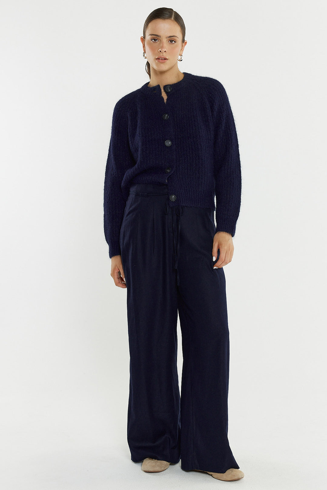 Sass Navy Posie Fluffy Cardigan