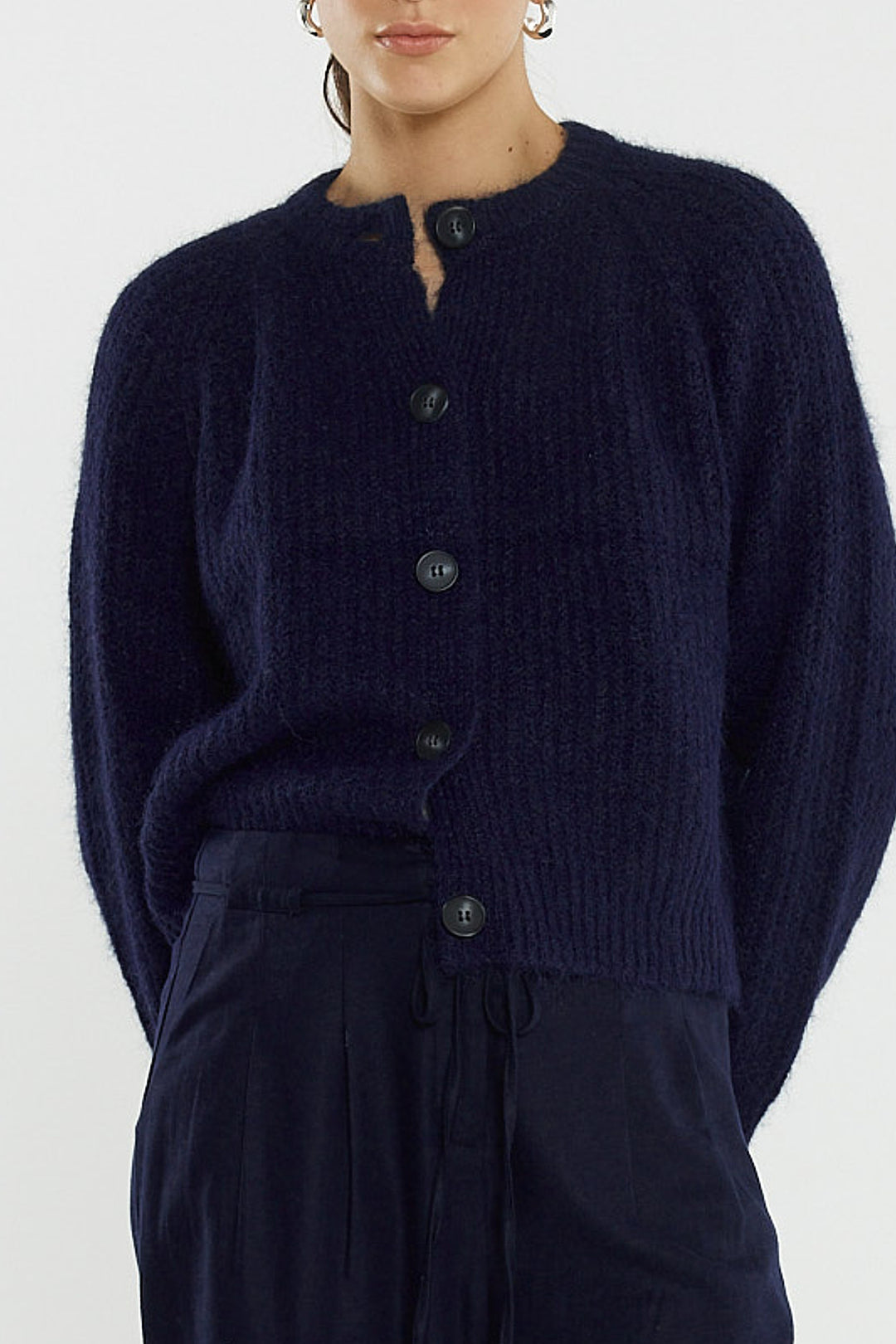 Sass Navy Posie Fluffy Cardigan