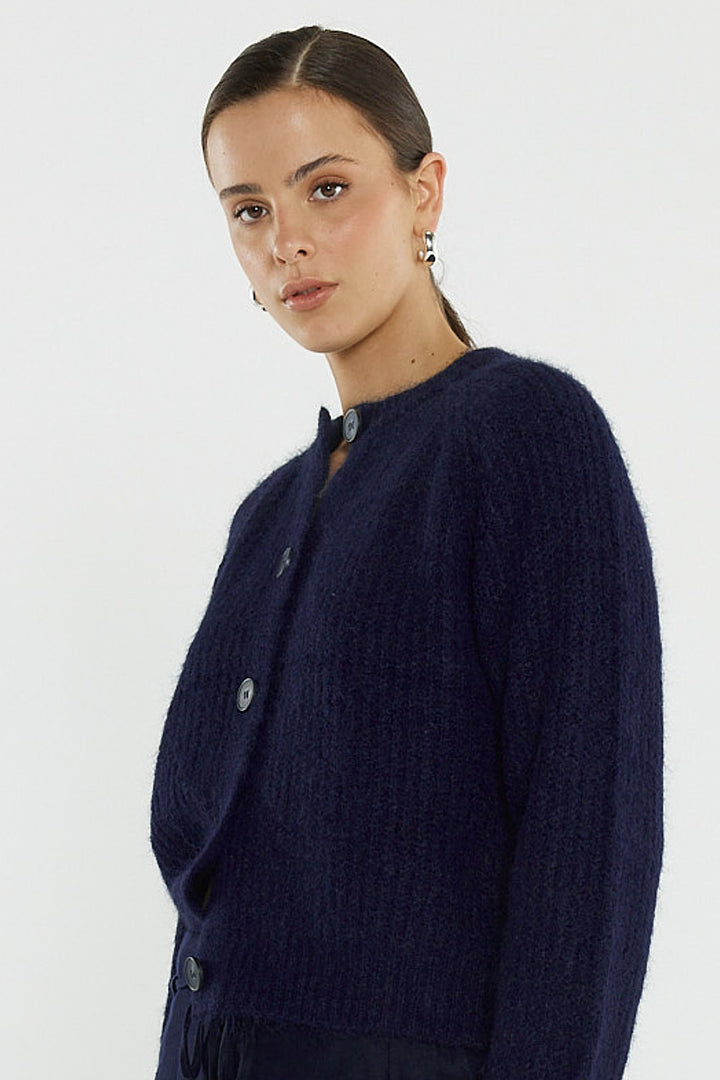 Sass Navy Posie Fluffy Cardigan
