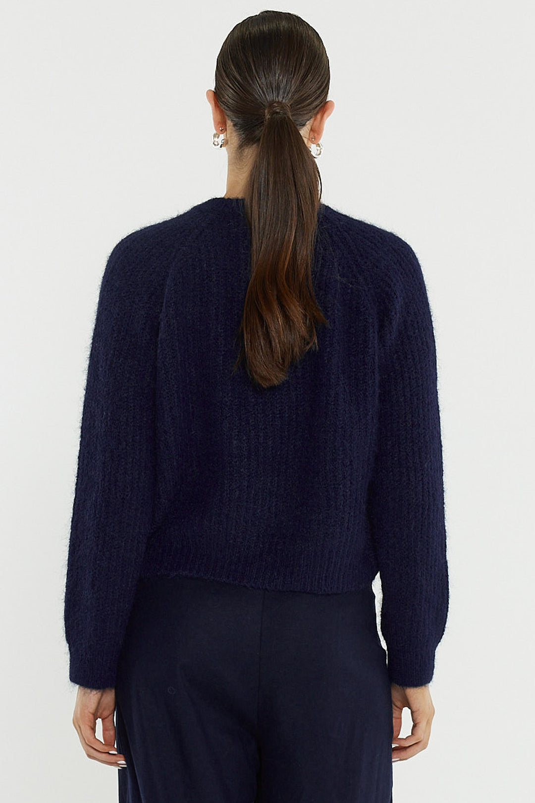 Sass Navy Posie Fluffy Cardigan
