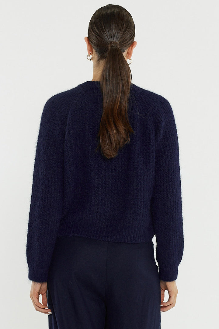 Sass Navy Posie Fluffy Cardigan