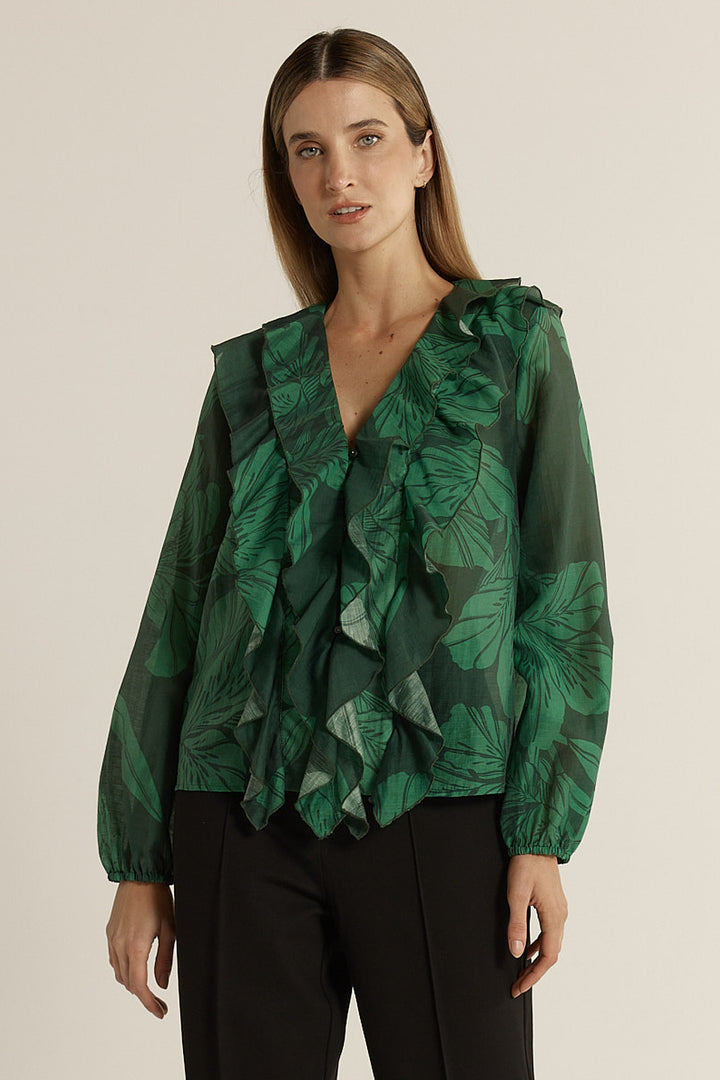 Fate & Becker Evergreen Lynn Ruffle Blouse