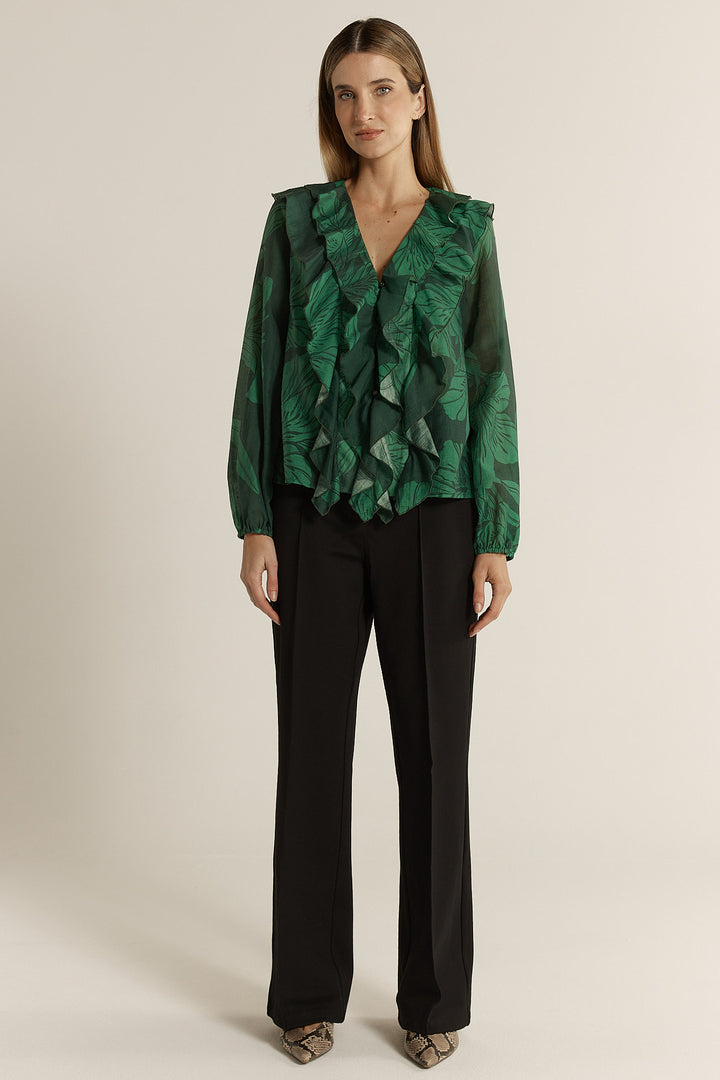 Fate & Becker Evergreen Lynn Ruffle Blouse