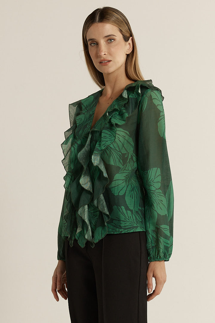Fate & Becker Evergreen Lynn Ruffle Blouse