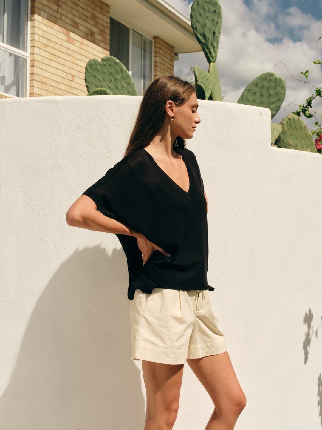 Fate & Becker Black Iris V-Neck Top